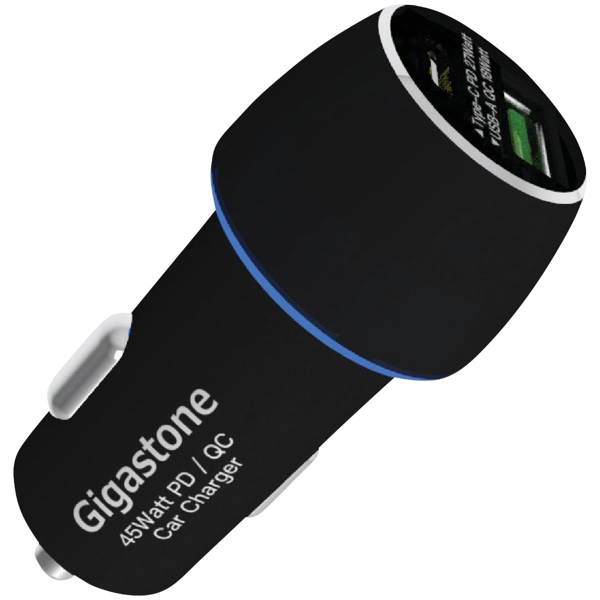 Gigastone 12V USB-A & Type-C Black Car Charger