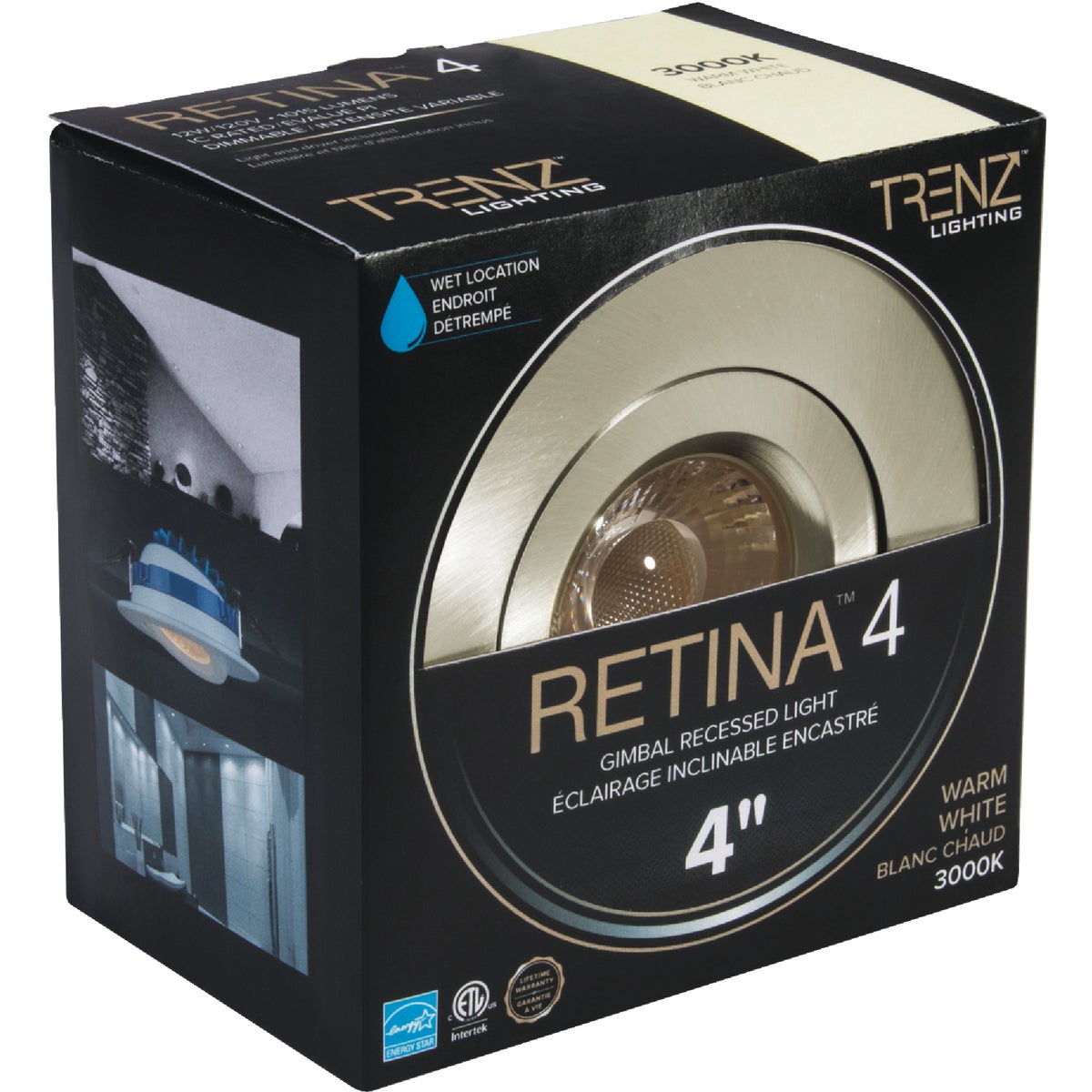 Liteline Trenz Retina 4 In. New Construction/Remodel IC Rated Brushed Nickel Recessed Light Kit