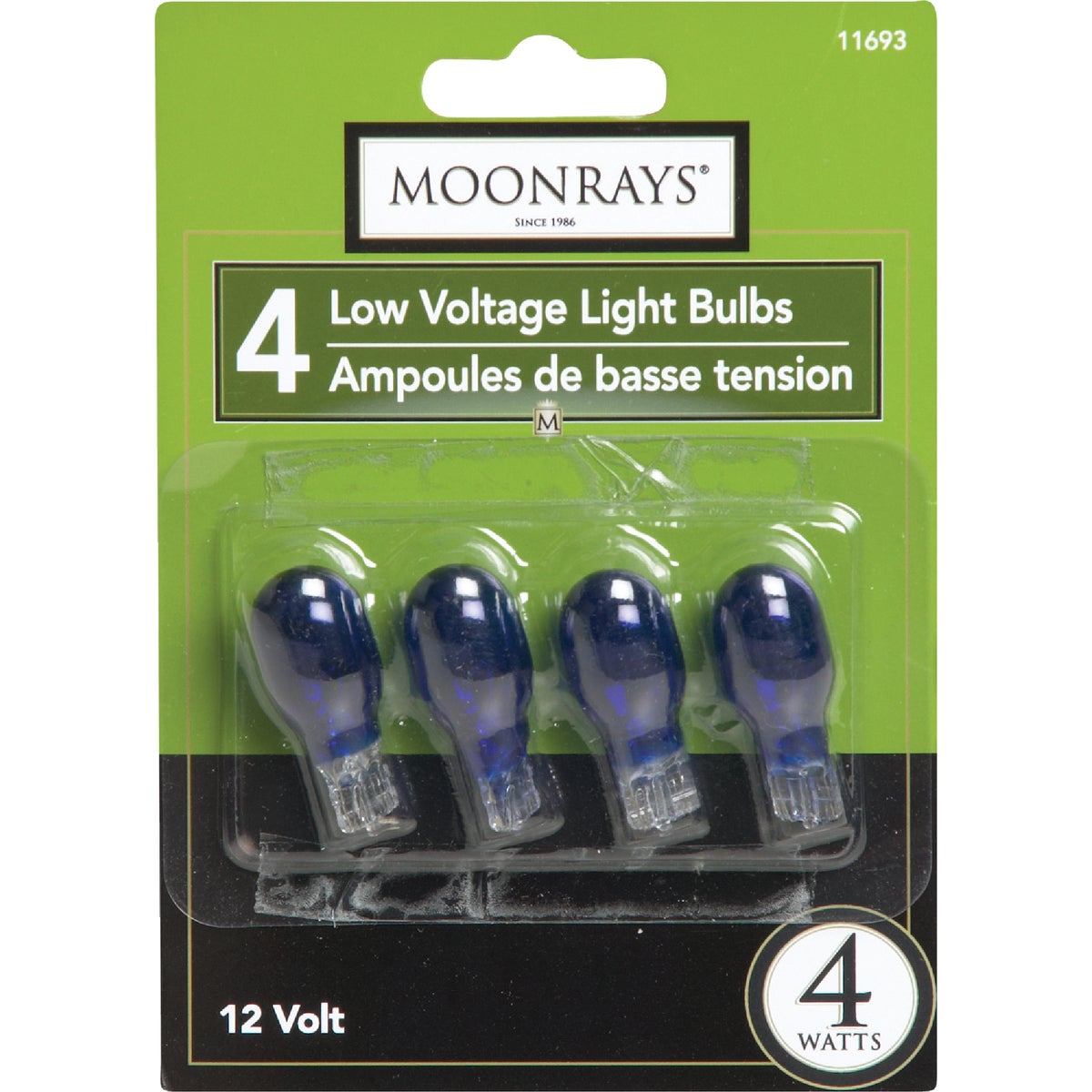 Moonrays 4W Blue T5 Wedge Base Landscape Low Voltage Light Bulb (4-Pack)