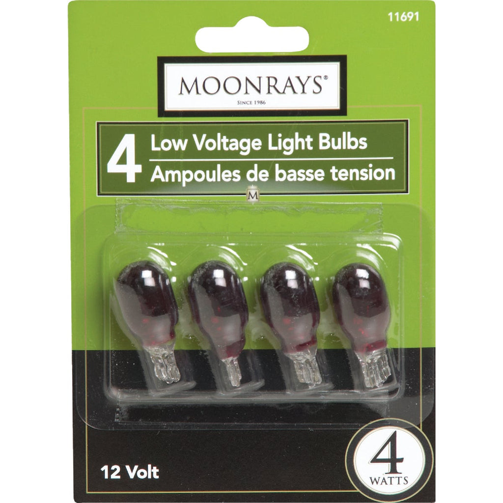 Moonrays 4W Red T5 Wedge Base Landscape Low Voltage Light Bulb (4-Pack)