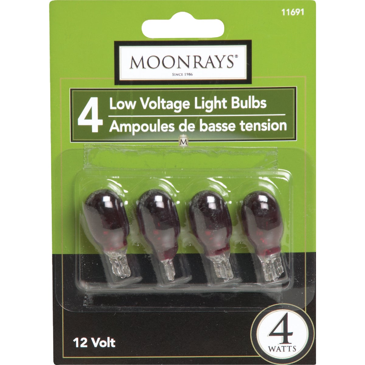 Moonrays 4W Red T5 Wedge Base Landscape Low Voltage Light Bulb (4-Pack)