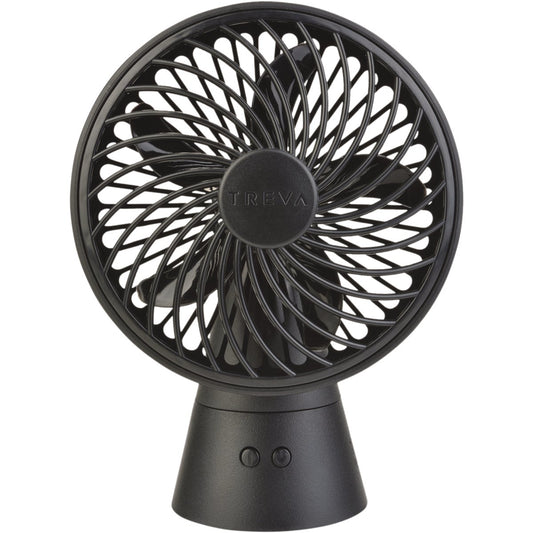 Treva 5 In. 3-Speed Black Oscillating Rechargeable Battery Operated Fan