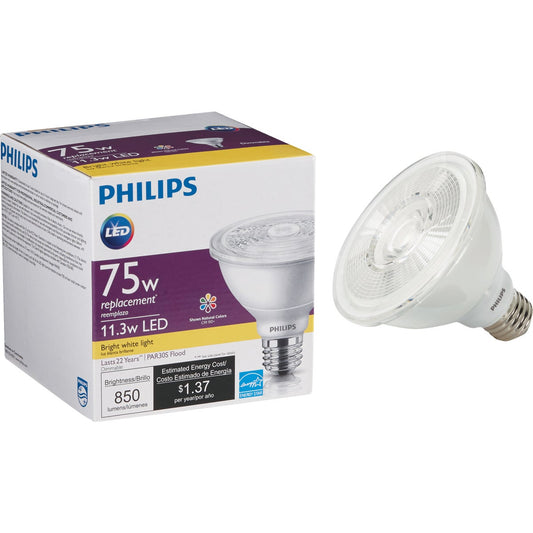 Philips 75W Equivalent Bright White PAR30 Short Neck Medium Dimmable LED Floodlight Light Bulb with 25 Deg. Beam