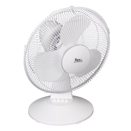 Best Comfort 12 In. 3-Speed White Oscillating Table Fan