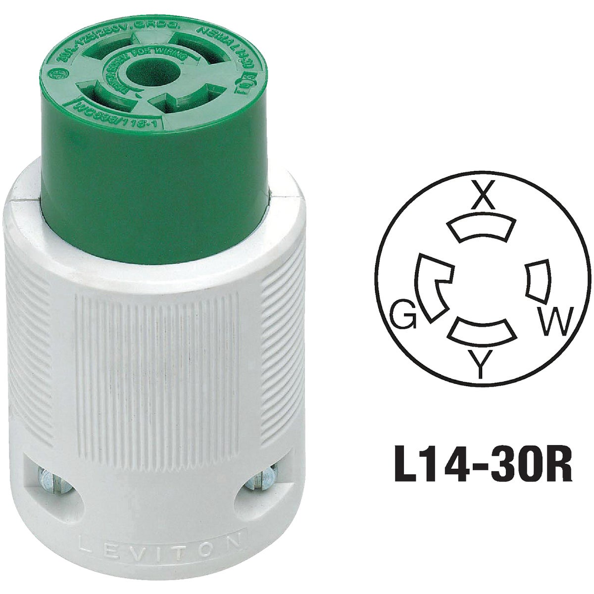 Leviton 30A 125V250V 4-Wire 3-Pole Commercial Grade Locking Cord Connector