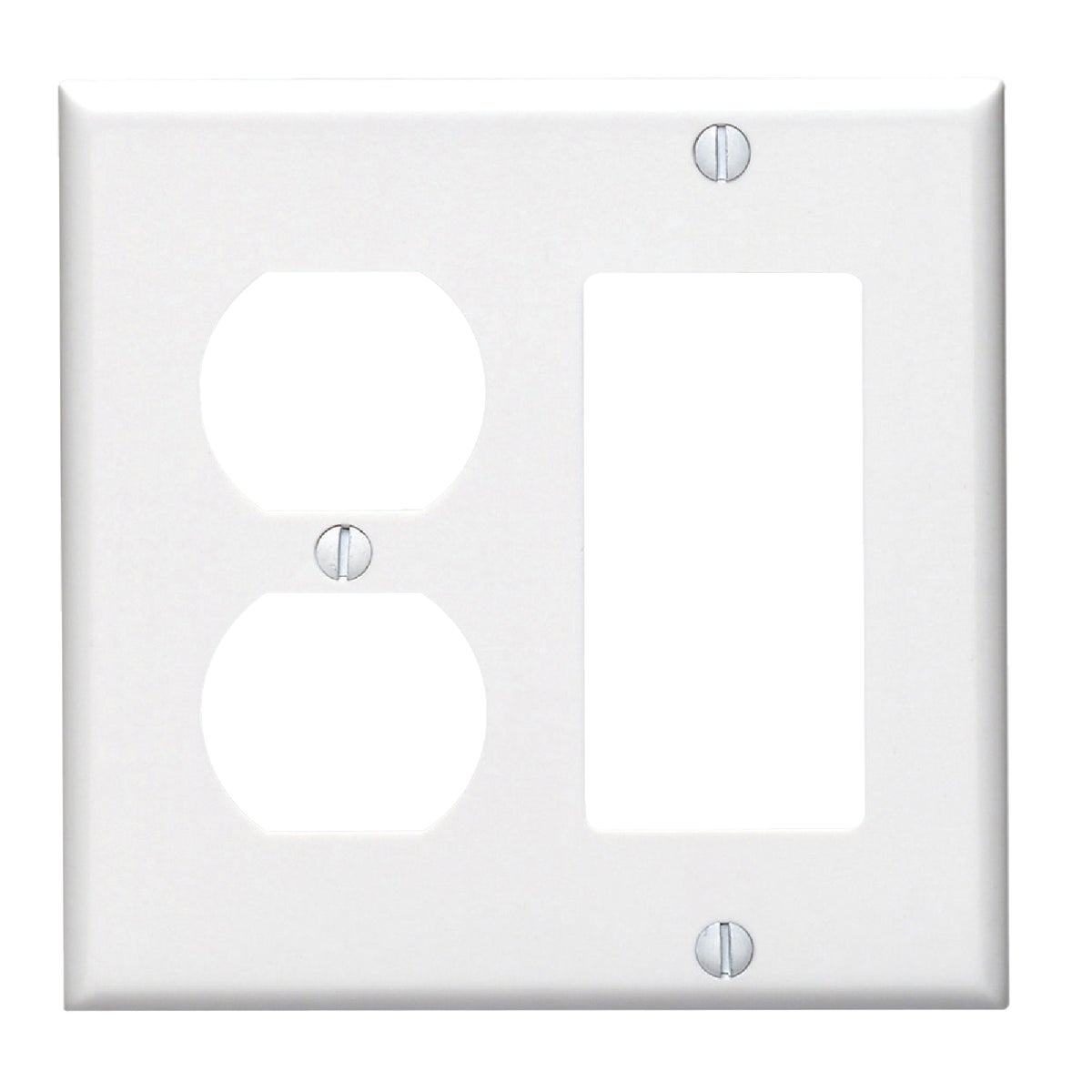 Leviton 2-Gang Smooth Plastic Single Rocker/Duplex Outlet Wall Plate, White