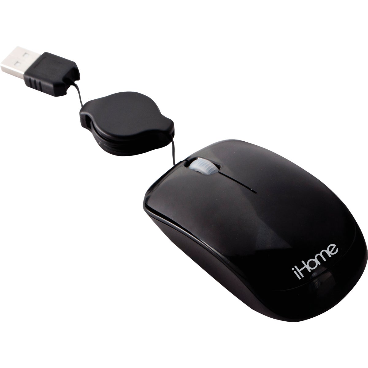 iHome Black Corded Tractable Travel Mouse