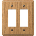 Amerelle 2-Gang Solid Oak Rocker Decorator Wall Plate, Light Oak