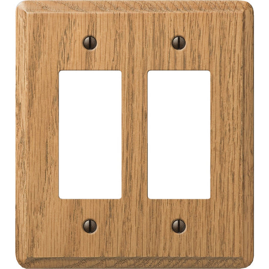 Amerelle 2-Gang Solid Oak Rocker Decorator Wall Plate, Light Oak