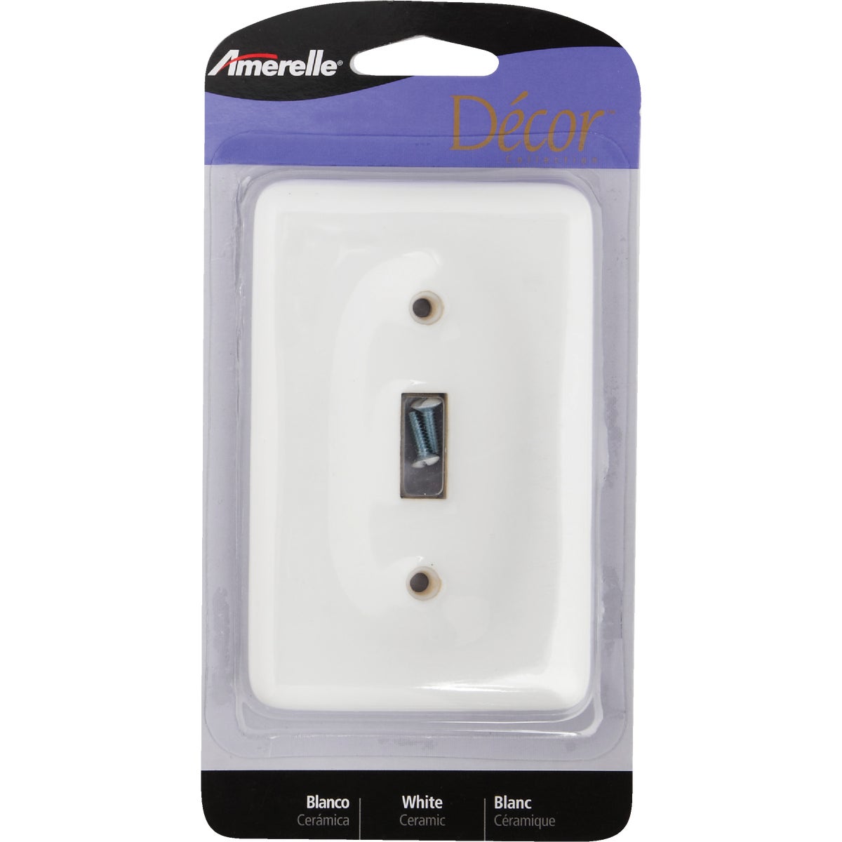 Amerelle 1-Gang Ceramic Toggle Switch Wall Plate, White