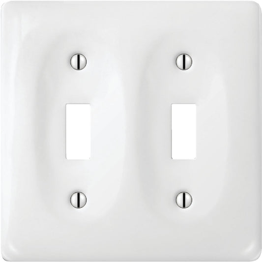 Amerelle 2-Gang Ceramic Toggle Switch Wall Plate, White