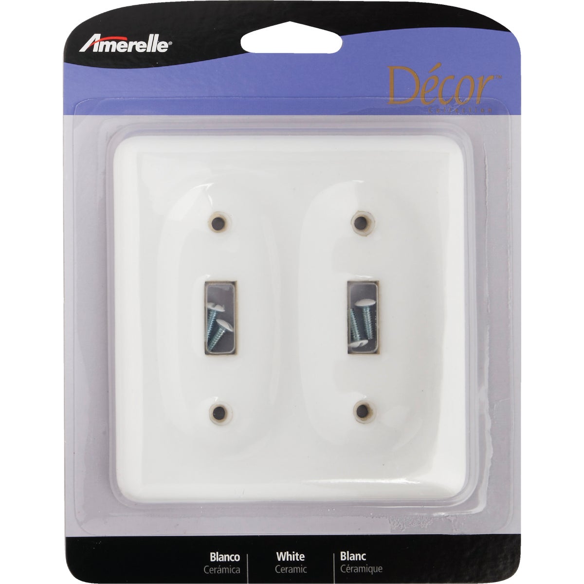 Amerelle 2-Gang Ceramic Toggle Switch Wall Plate, White