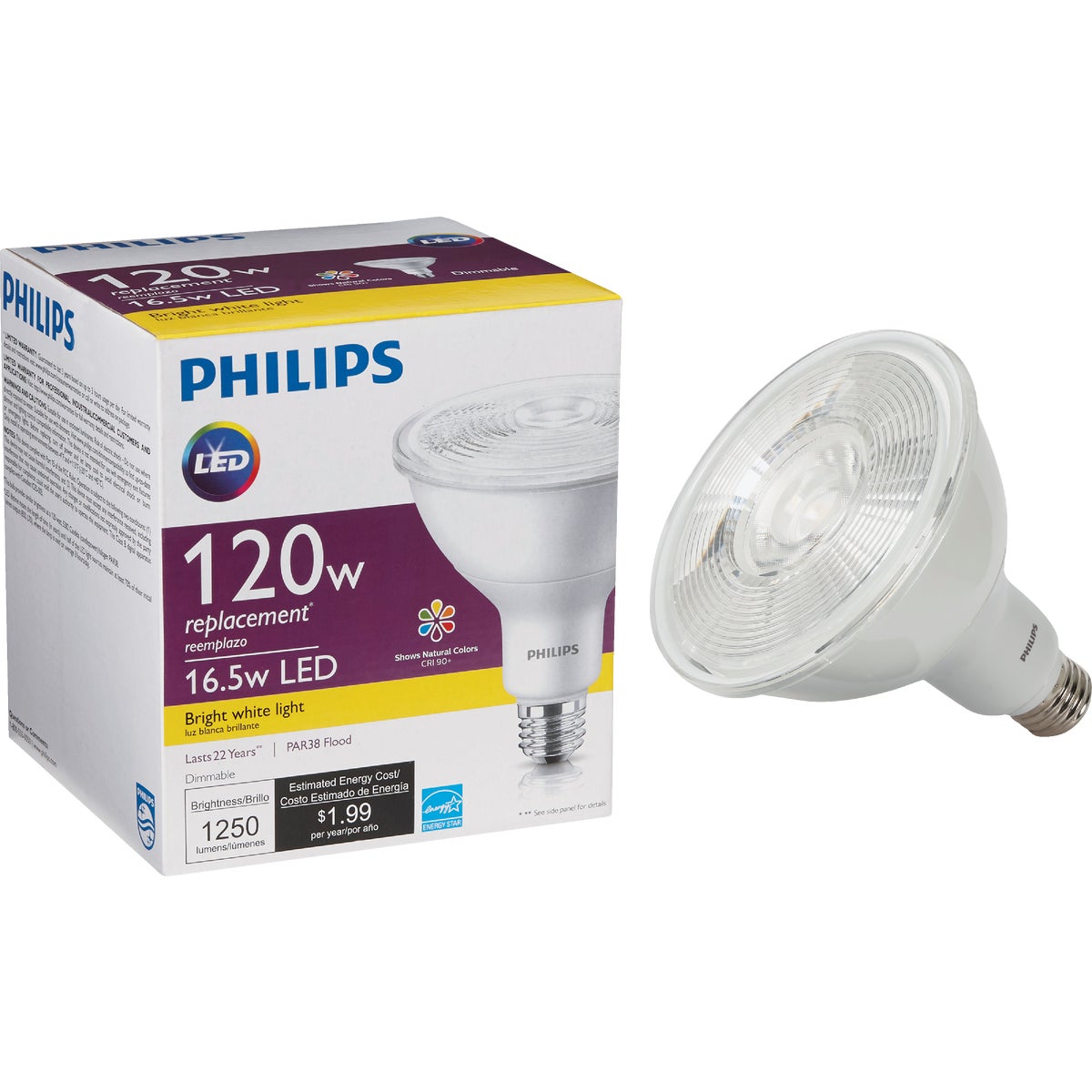 Philips 120W Equivalent Bright White PAR38 Medium Dimmable LED Floodlight Light Bulb