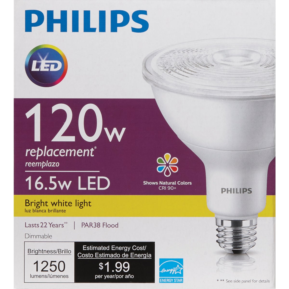 Philips 120W Equivalent Bright White PAR38 Medium Dimmable LED Floodlight Light Bulb