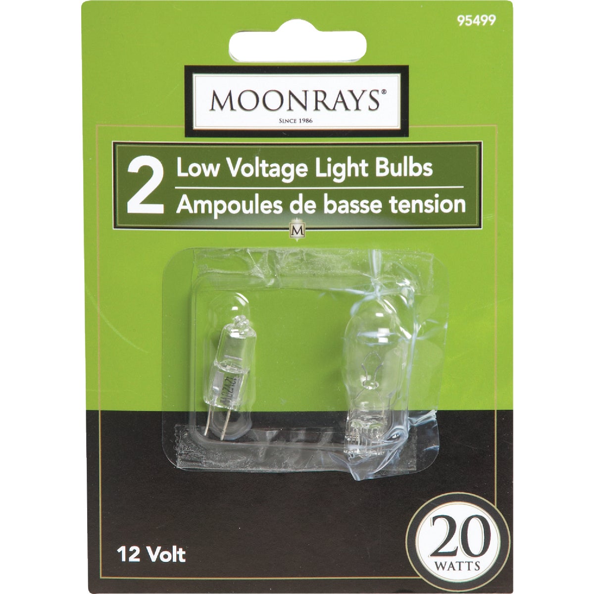 Moonrays 20W 12V Clear Bi-Pin Base T3 Halogen Light Bulb (2-Pack)