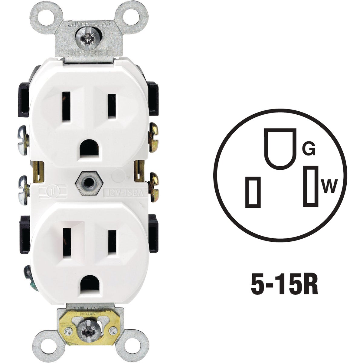 Leviton 15A White Shallow Commercial Grade 5-15R Duplex Outlet