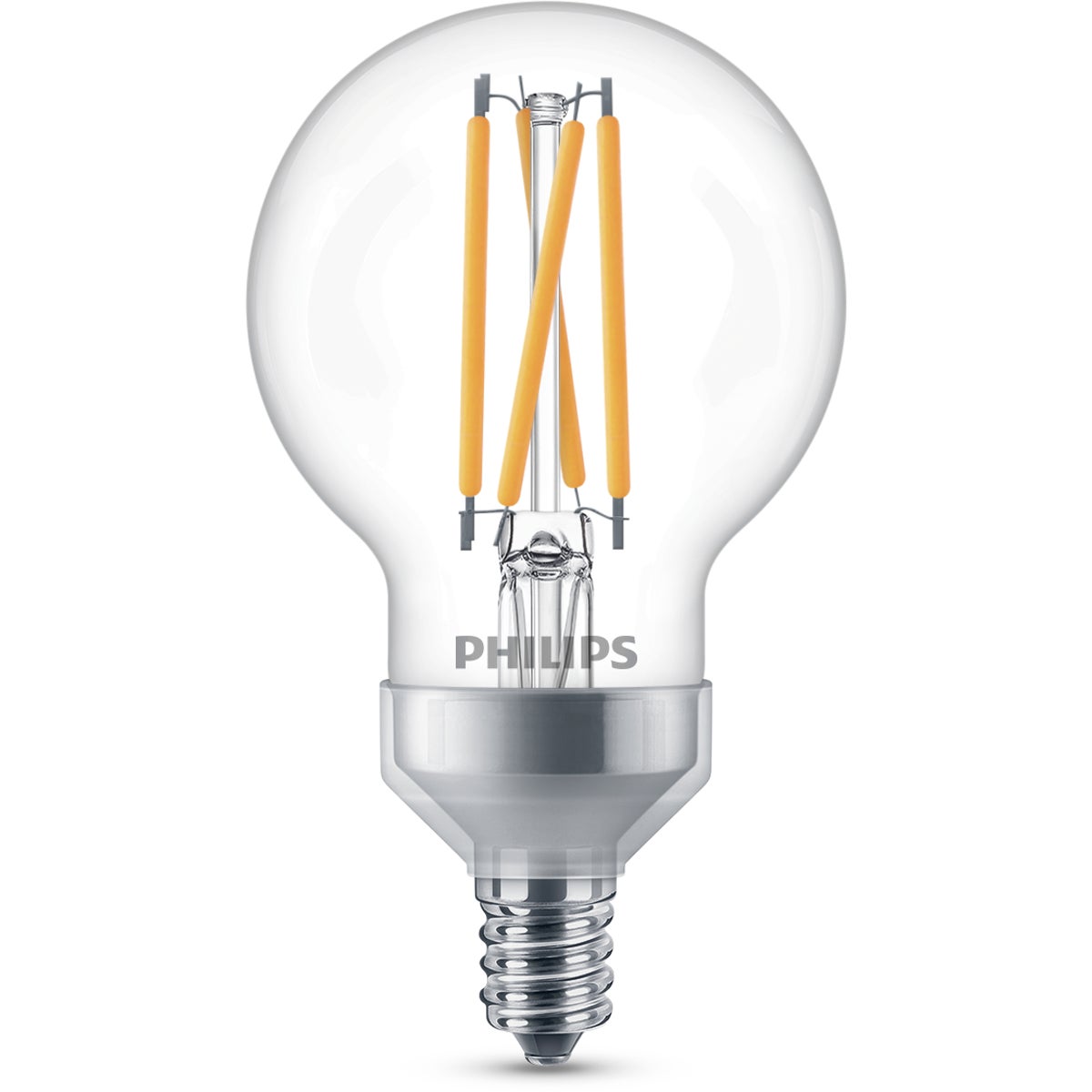 Philips Warm Glow 60W Equivalent Soft White G16.5 Candelabra Clear Dimmable LED Decorative Light Bulb (2-Pack)