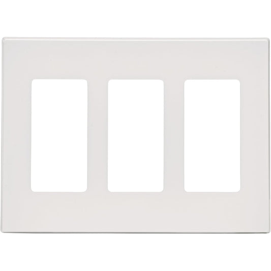 Leviton Decora Plus 3-Gang Poly Carbonate Screwless Decorator Wall Plate, White