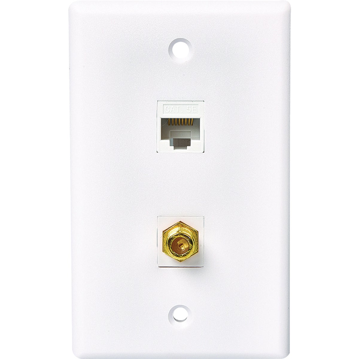 RCA White Flush Mount Plastic CAT 5E/6 Data & Coax Wall Jack