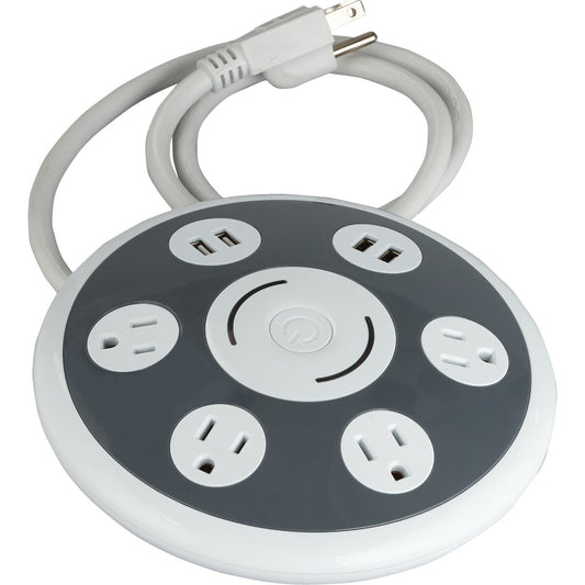 Do it Best 4-Outlet/4-USB 1800J White & Gray Surge Protector with 3 Ft. Cord