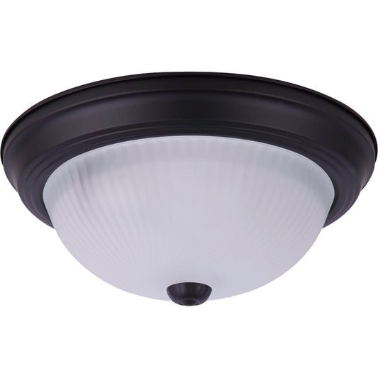 Home Impressions 13 In. Matte Black Flush Mount Ceiling Light Fixture, Frosted Glass