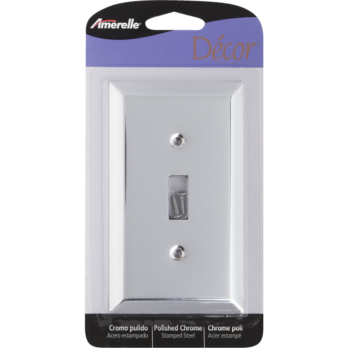 Amerelle 1-Gang Stamped Steel Toggle Switch Wall Plate, Polished Chrome