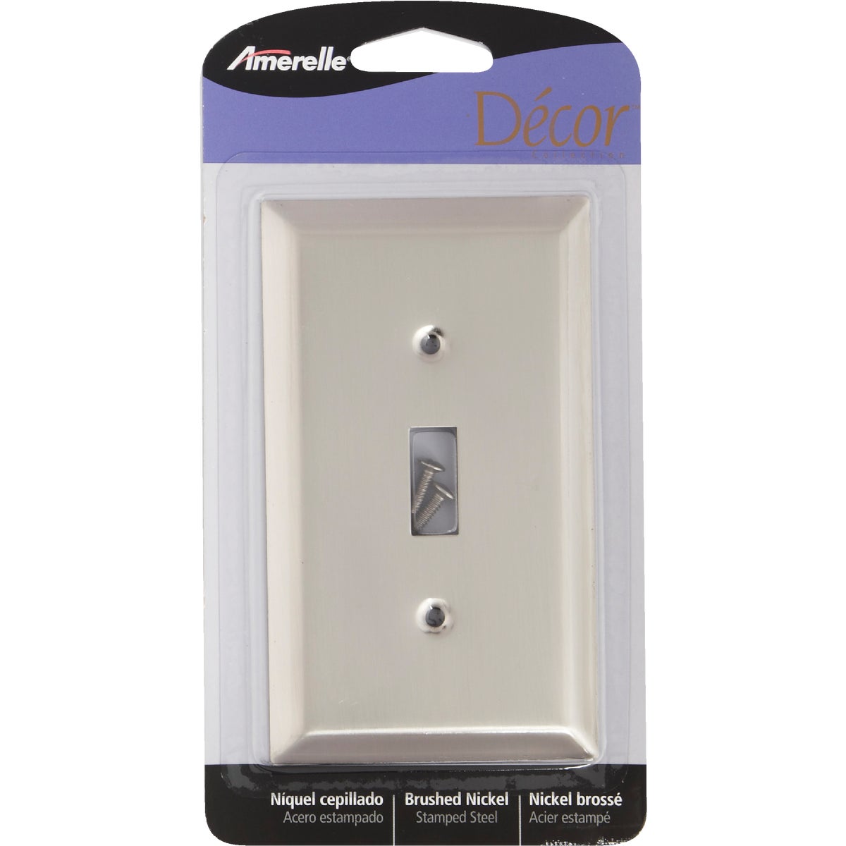 Amerelle 1-Gang Stamped Steel Toggle Switch Wall Plate, Brushed Nickel