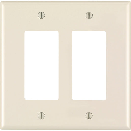 Leviton Decora 2-Gang Thermoplastic Nylon Mid-Way Rocker Wall Plate, Light Almond