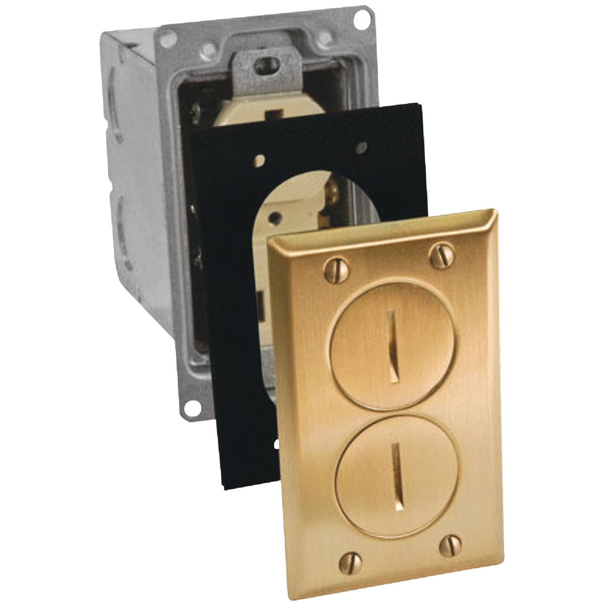 Raco Brass Rectangular Floor Box Outlet Kit