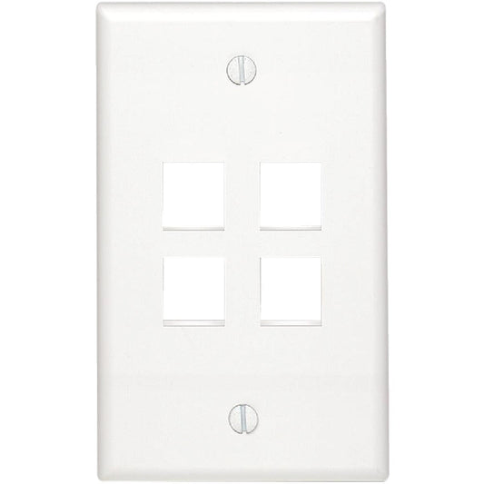 Leviton Quickport 4-Port White Flush Mount Wall Plate