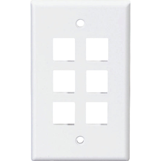 Leviton Quickport 6-Port White Flush Mount Wall Plate