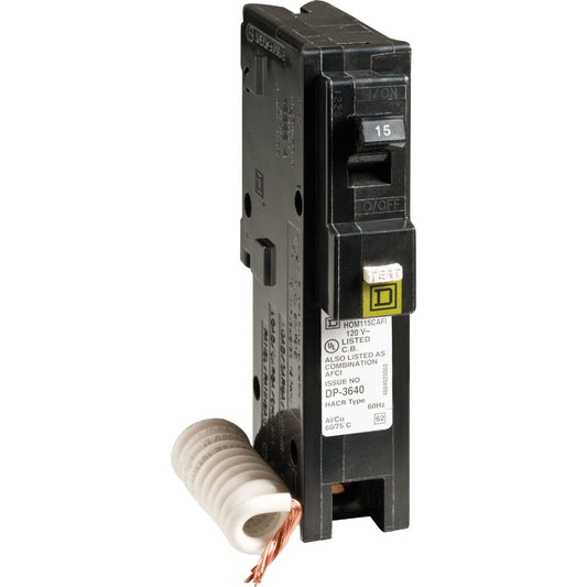 Square D Homeline 15A Single-Pole CAFCI Combination Arc Fault Breaker