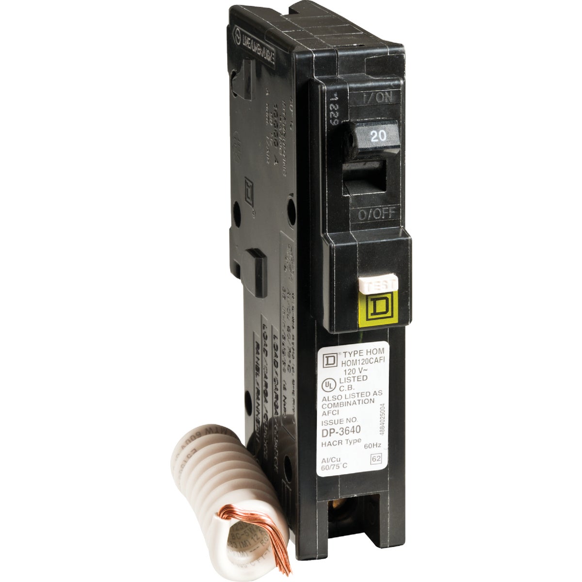 Square D Homeline 20A Single-Pole CAFCI Combination Arc Fault Breaker