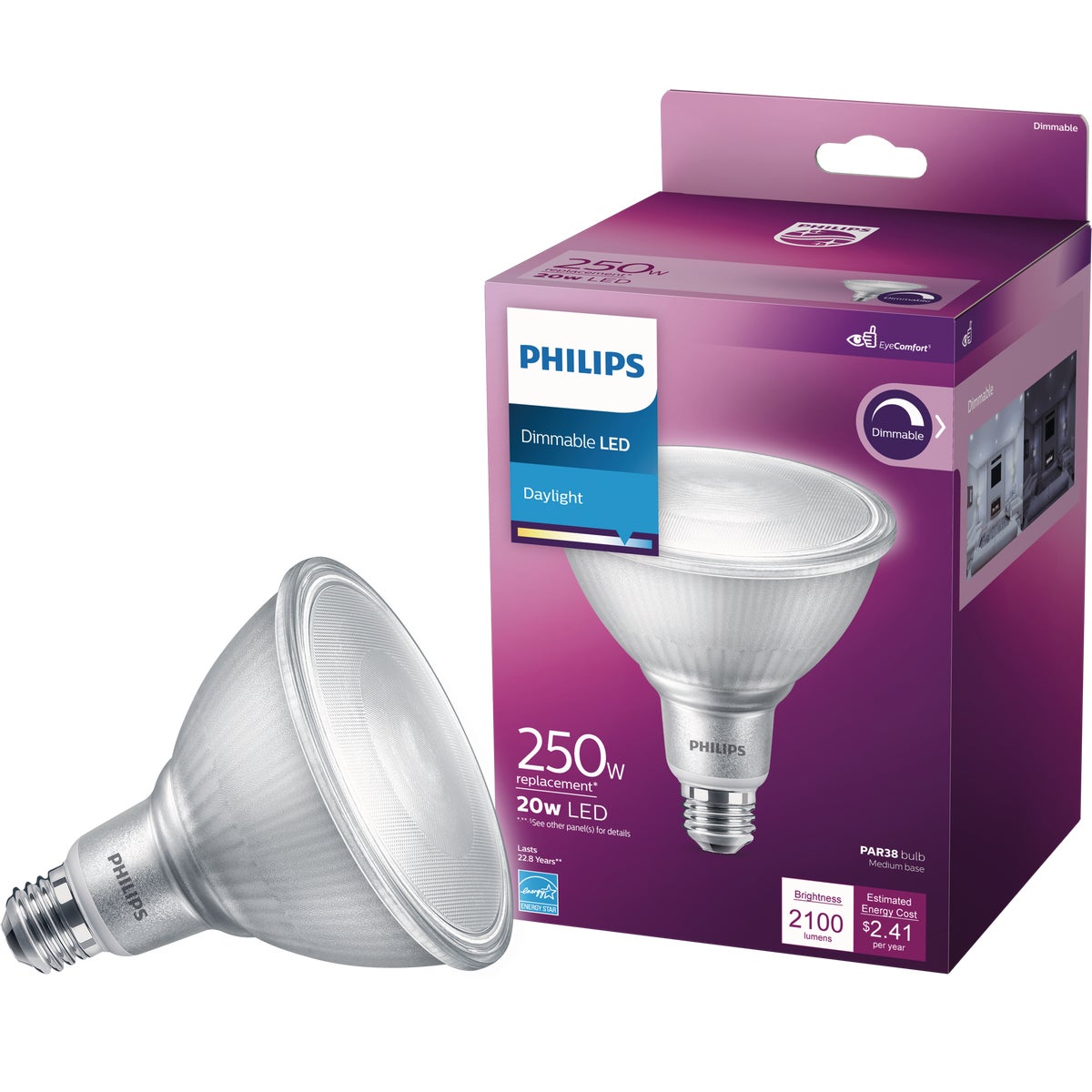 Philips High Output 250W Equivalent Daylight PAR38 Medium Dimmable LED Floodlight Light Bulb