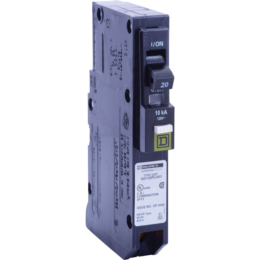 Square D QO 20A Single-Pole CAFCI Mini Dual Function Circuit Breaker