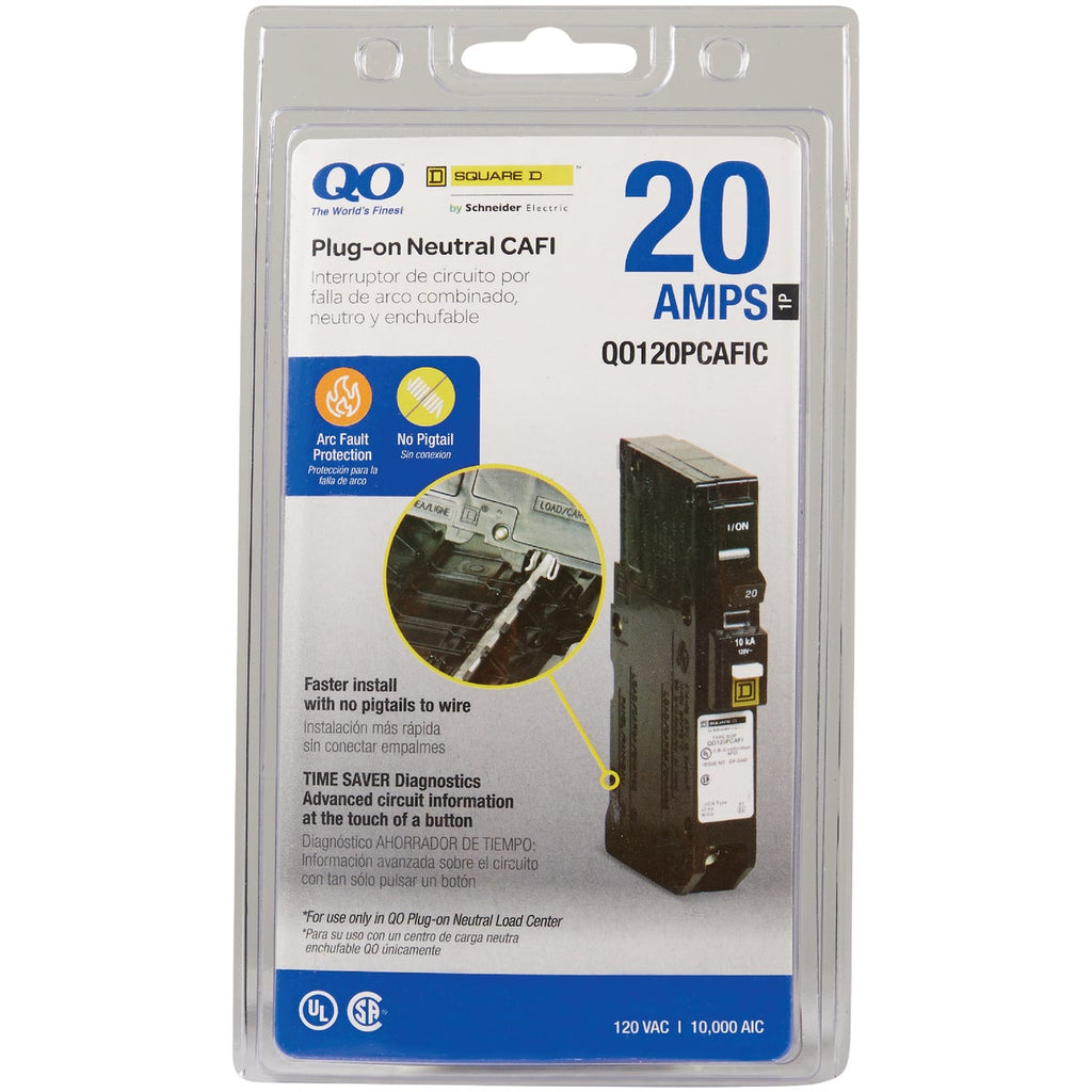 Square D QO 20A Single-Pole CAFCI Mini Dual Function Circuit Breaker