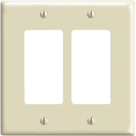 Leviton Mid-Way 2-Gang Smooth Plastic Rocker Decorator Wall Plate, Ivory