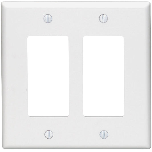 Leviton Mid-Way 2-Gang Smooth Plastic Rocker Decorator Wall Plate, White