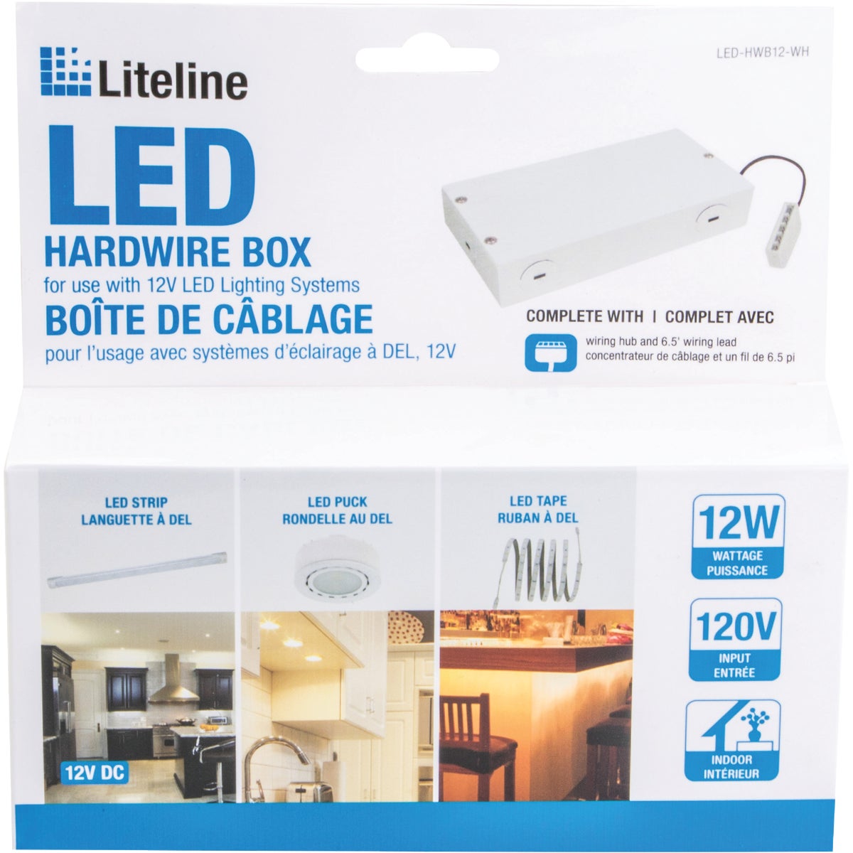 Liteline White Hardwire LED Under Cabinet Light Fixture Box