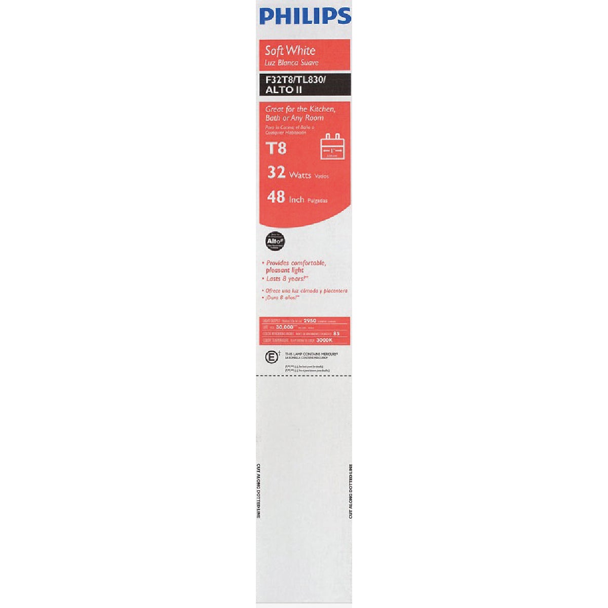 Philips ALTO 32W 48 In. Bright White T8 Medium Bi-Pin Fluorescent Tube Light Bulb (2-Pack)