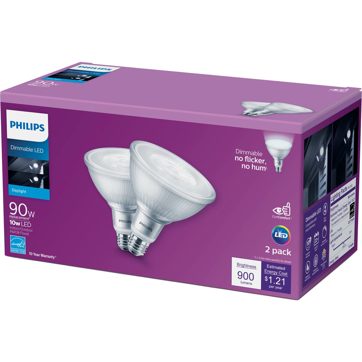 Philips 90W Equivalent Daylight PAR38 Medium Dimmable LED Floodlight Light Bulb (2-Pack)