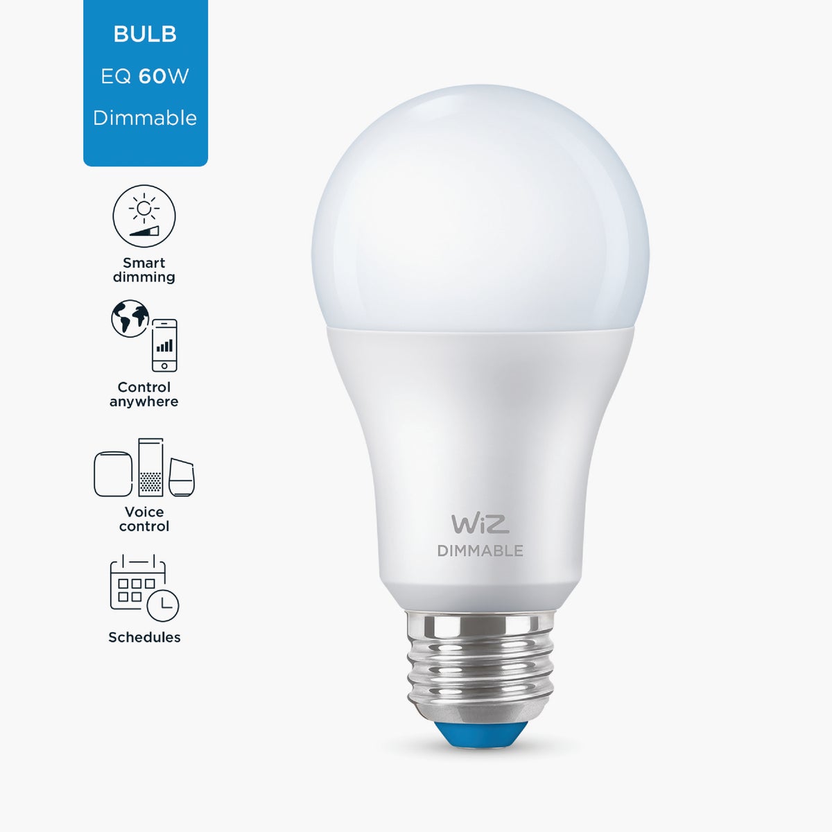 Wiz 60W Equivalent Daylight A19 Medium Dimmable Smart LED Light Bulb