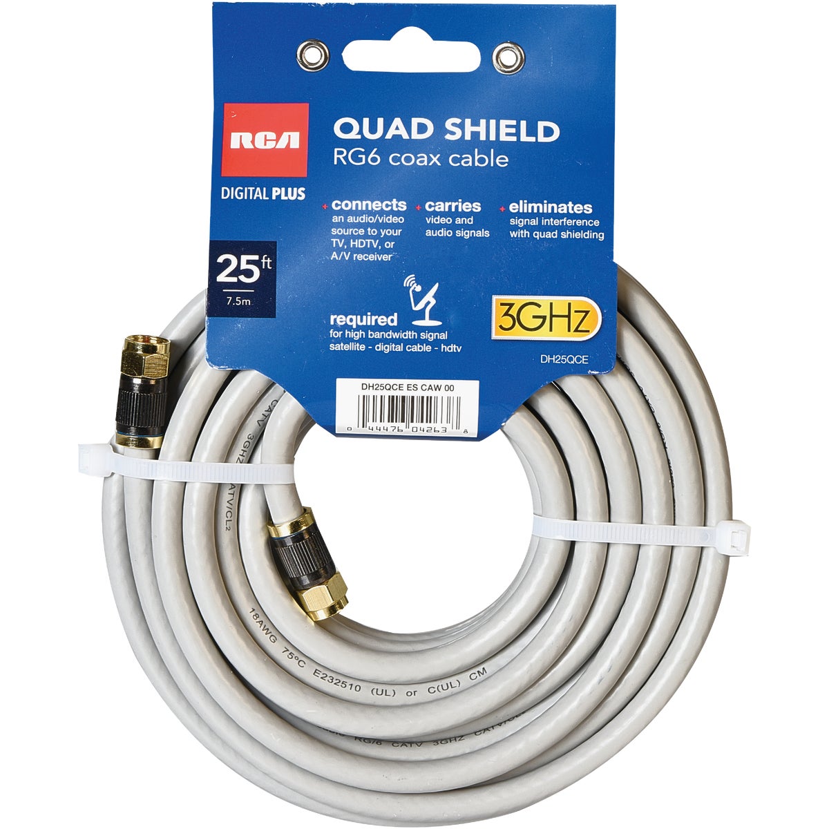 RCA 25 Ft. Gray Quad RG6 Coaxial Cable