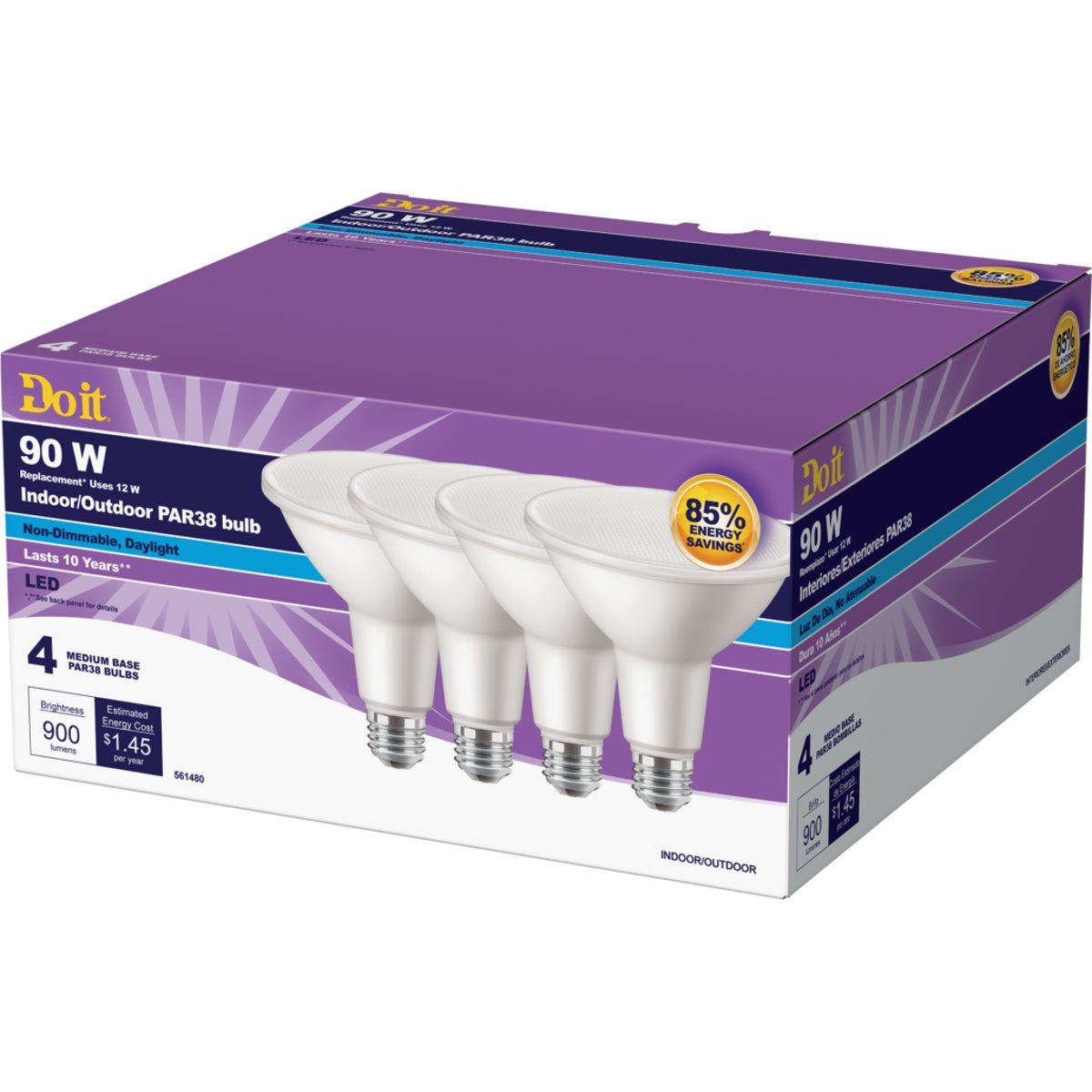 Do it 90W Equivalent Daylight PAR38 Medium LED Floodlight Light Bulb (4-Pack)