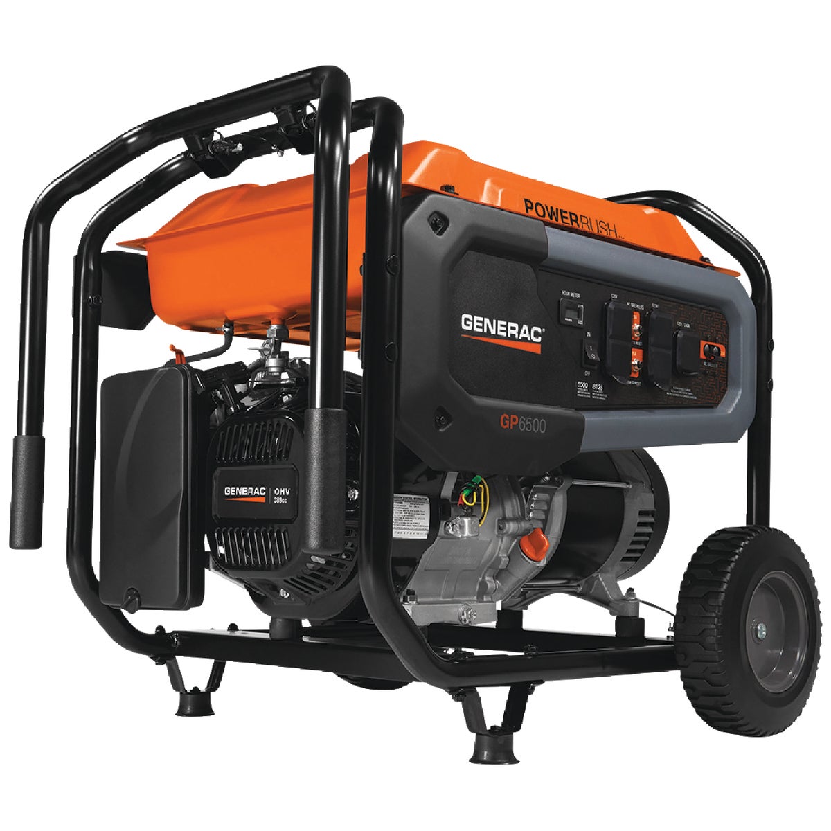 Generac 6500W Gasoline Powered Recoil Pull Start Portable Generator