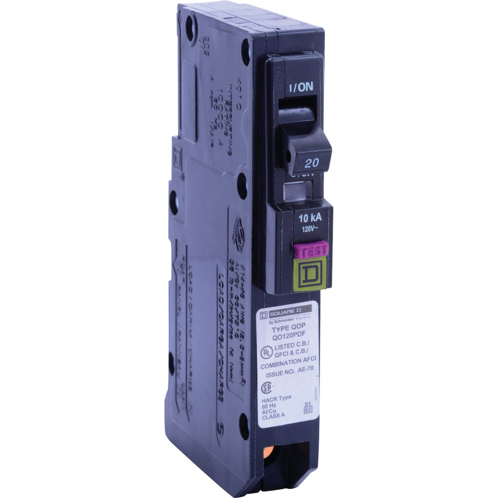 Square D QO 20A Single-Pole Dual Function Circuit Breaker