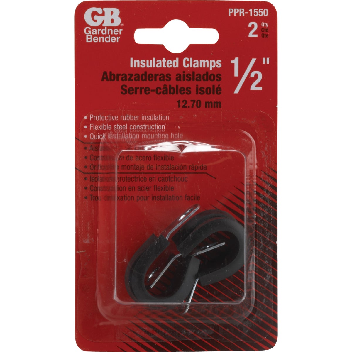 Gardner Bender 1/2 In. Steel w/Rubber Insert Black Cable Clamp (2-Pack)