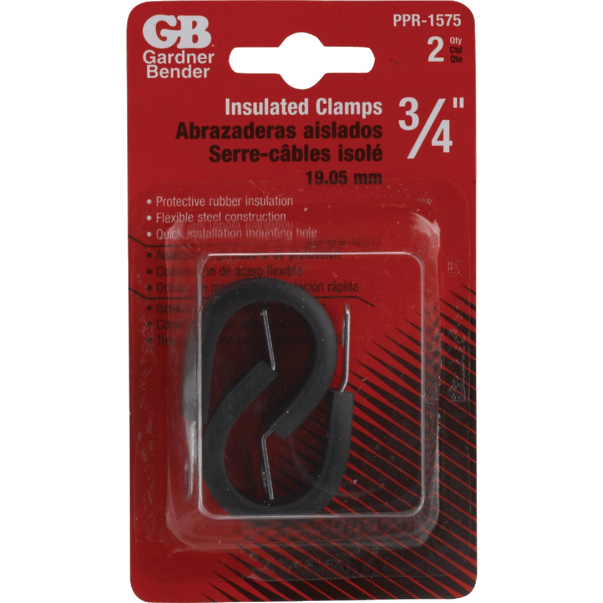 Gardner Bender 3/4 In. Steel w/Rubber Insert Black Cable Clamp (2-Pack)