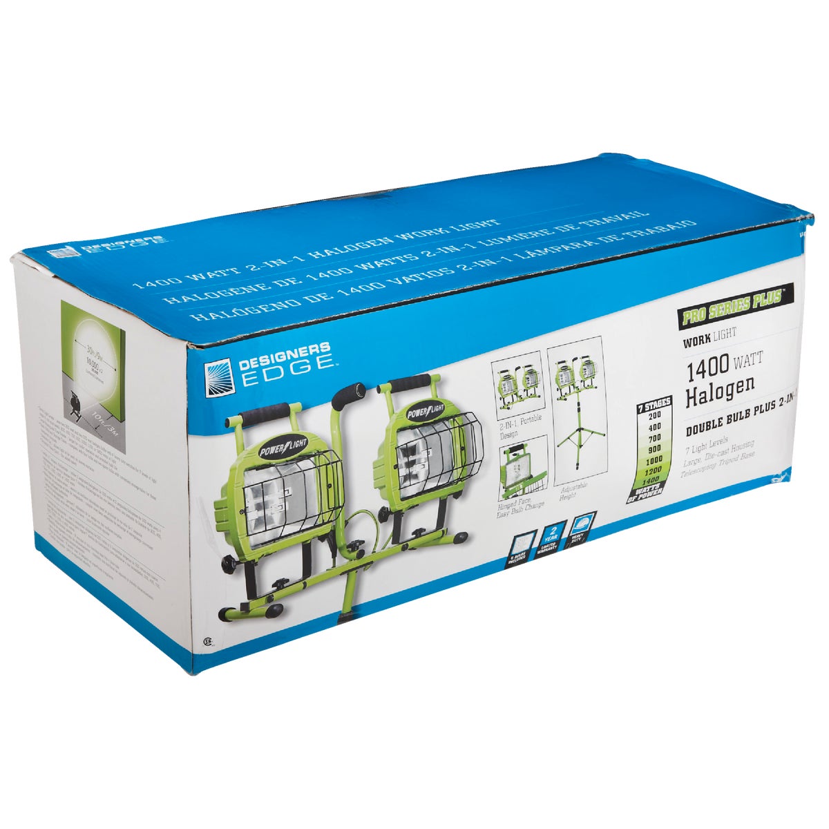 Designers Edge Power Light 22,400 Lm. Halogen Twin Head Tripod Stand-Up Work Light