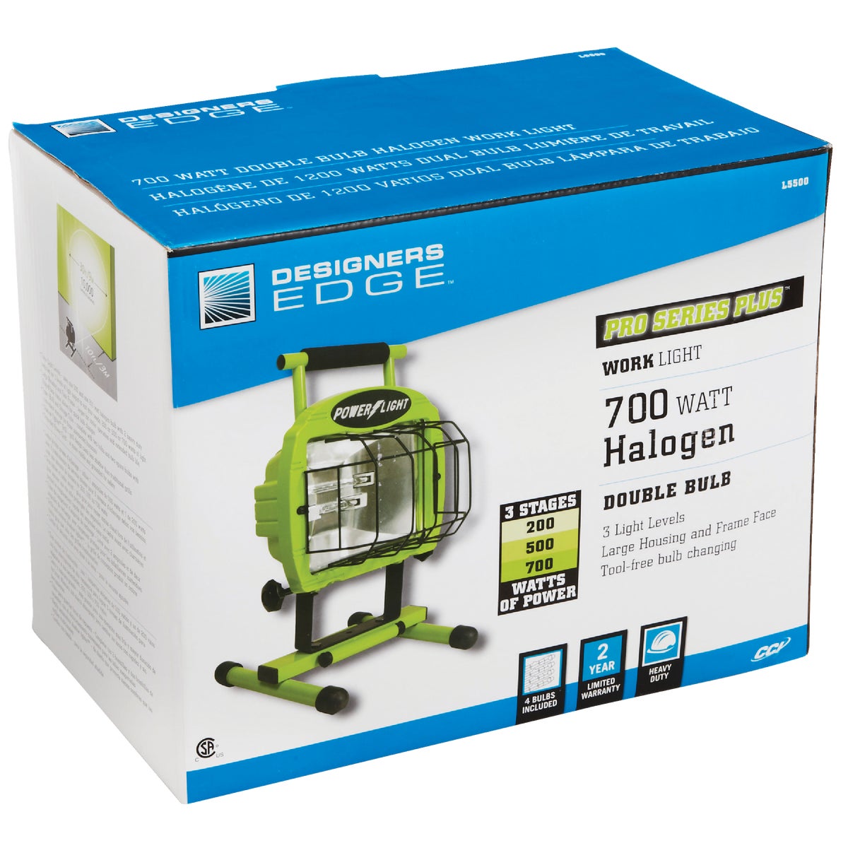 Designers Edge Power Light 11,200 Lm. Halogen H-Stand Portable Work Light